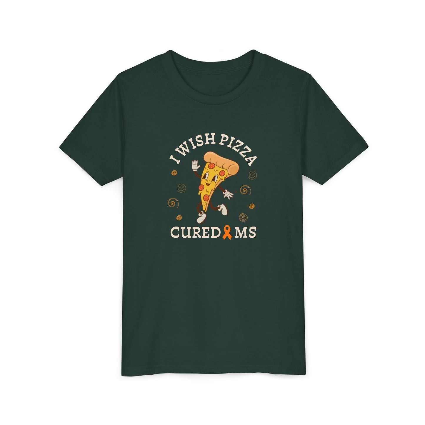 Youth I Wish Pizza CURED MS Short Sleeve Tee for Multiple Sclerosis Awareness