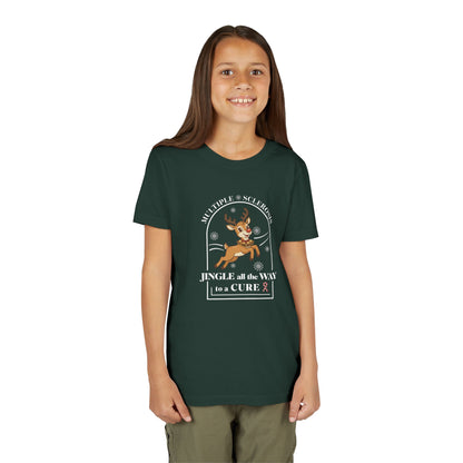 Youth "Jingle All The Way To A CURE" Short Sleeve Tee for Multiple Sclerosis Awareness
