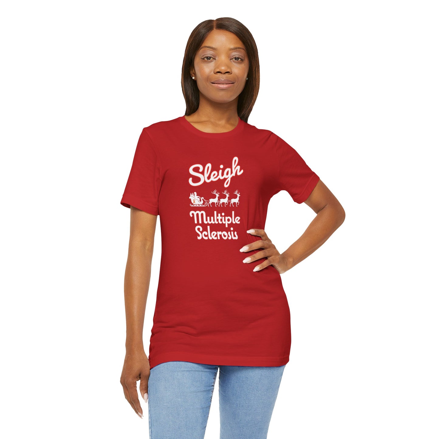 Cute Festive Sleigh MS Adult Tee Multiple Sclerosis Awareness, Charity Shirt, Unisex, Gift for Supporters, Fundraising Apparel