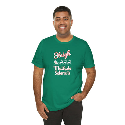 Cute Festive Sleigh MS Adult Tee Multiple Sclerosis Awareness, Charity Shirt, Unisex, Gift for Supporters, Fundraising Apparel