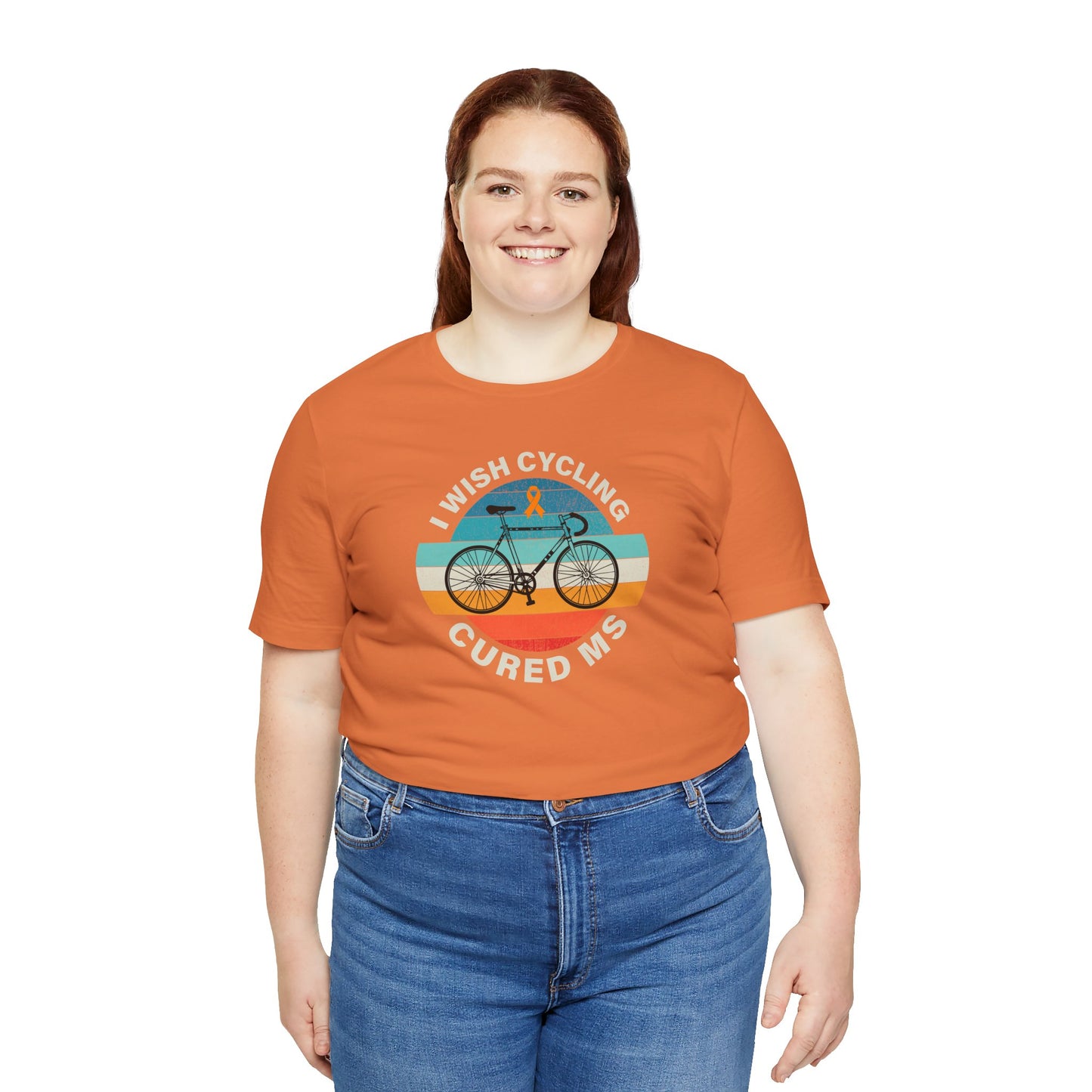 Cute I Wish CYCLING Cured MS - Adult Tee Multiple Sclerosis Awareness, Charity Shirt, Unisex, Gift for Supporters, Fundraising Apparel