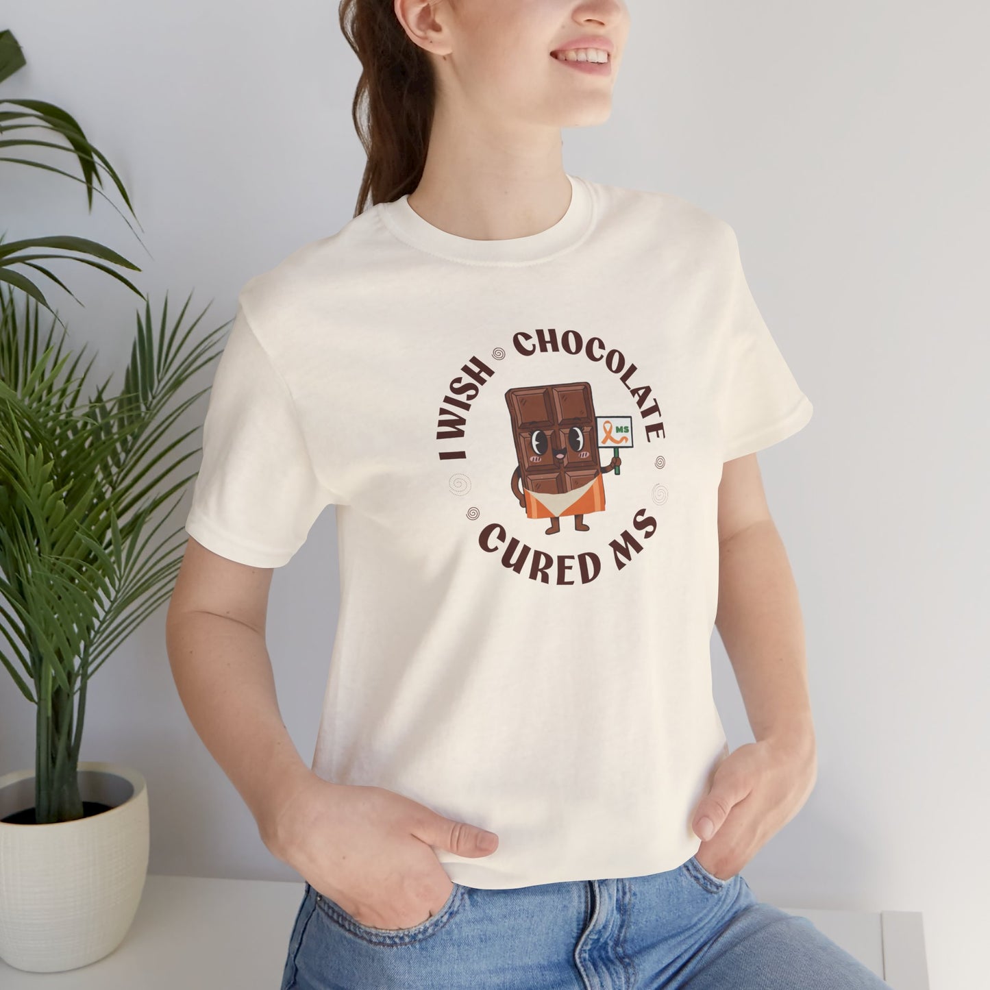 I Wish Chocolate Cured MS Adult Tee Multiple Sclerosis Awareness, Charity Shirt, Unisex, Gift for Supporters, Fundraising Apparel