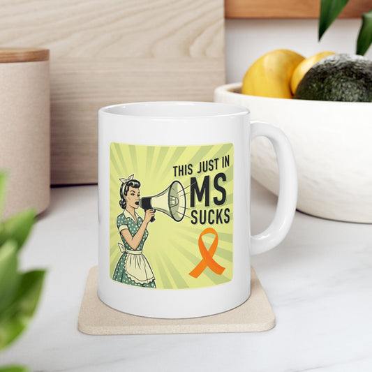 MS Sucks 1950s Housewife with Megaphone Ceramic Mug 11oz