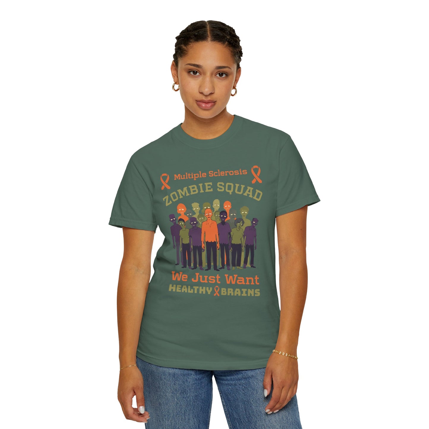 Funny MS Awareness Zombie T-shirt- Give Us Your Healthy Brains