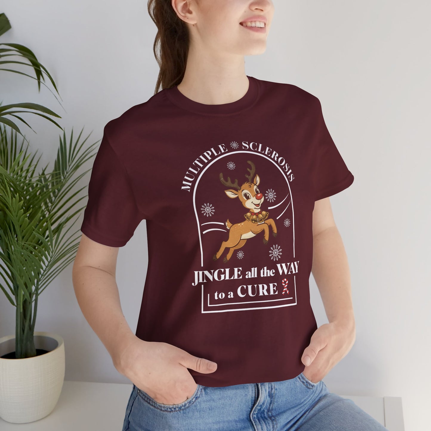 Jingle All The Way To A Cure For MS T-Shirt | Multiple Sclerosis Christmas Tee