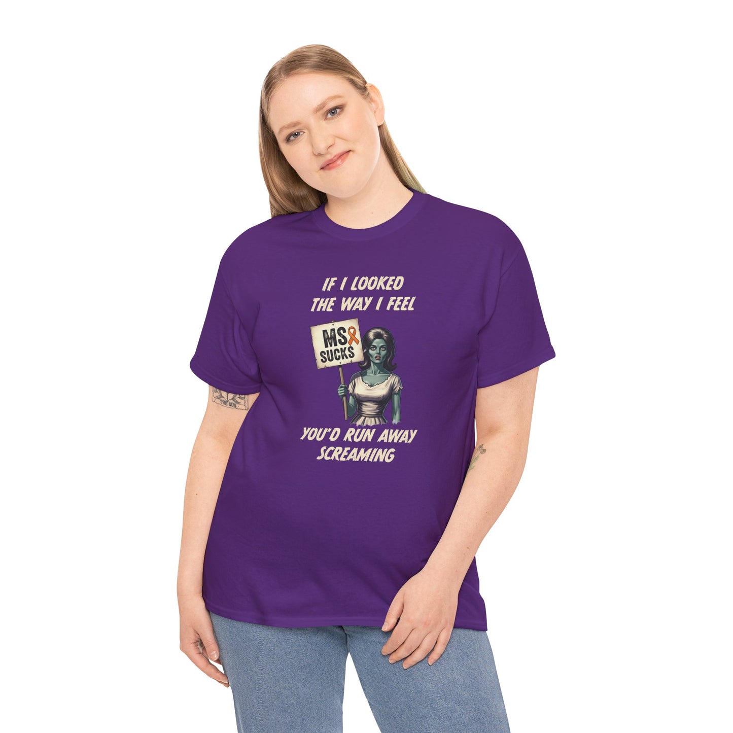 If I Looked the Way I Feel Unisex Heavy Cotton Tee MS Awareness, Funny Gift, MS Support, Casual Wear