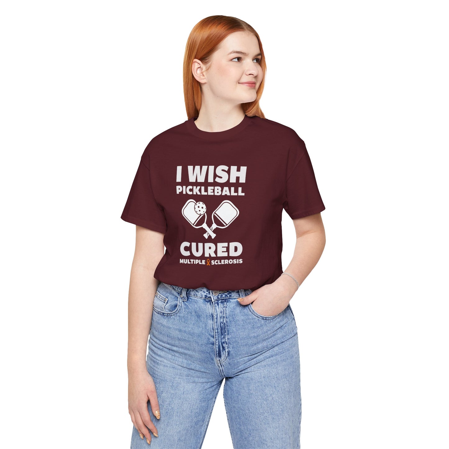 Cute I Wish PICKLEBALL Cured MS - Adult Tee Multiple Sclerosis Awareness, Charity Shirt, Unisex, Gift for Supporters, Fundraising Apparel