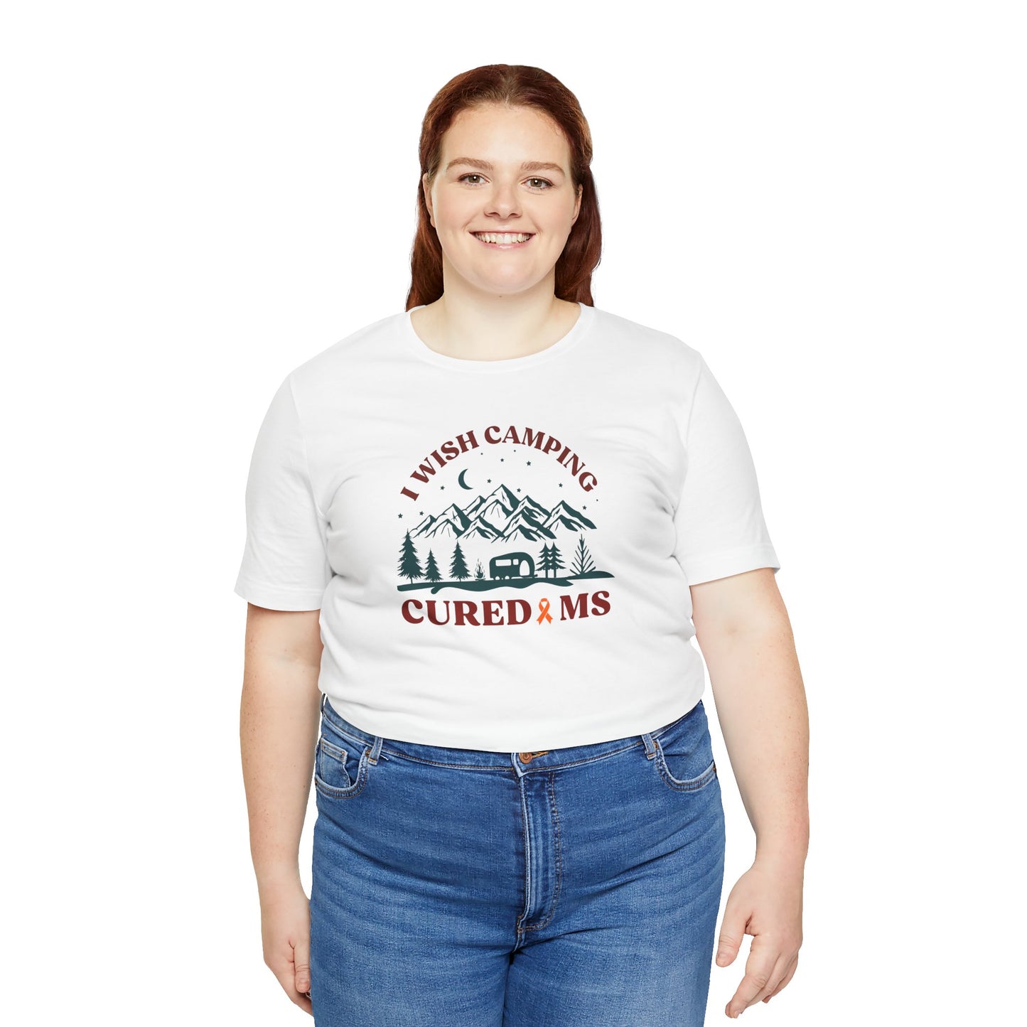 Cute I Wish CAMPING Cured MS Adult- Tee Multiple Sclerosis Awareness, Charity Shirt, Unisex, Gift for Supporters, Fundraising Apparel