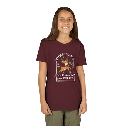 Youth "Jingle All The Way To A CURE" Short Sleeve Tee for Multiple Sclerosis Awareness