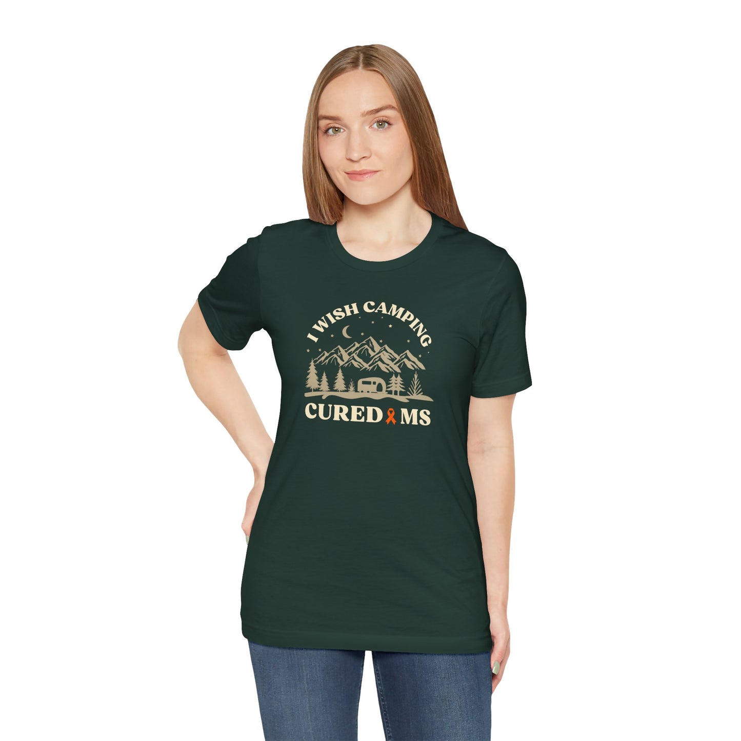 Cute I Wish CAMPING Cured MS Adult- Tee Multiple Sclerosis Awareness, Charity Shirt, Unisex, Gift for Supporters, Fundraising Apparel