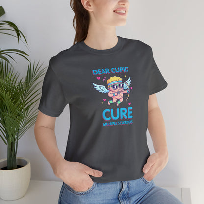 MS Awareness Shirt, Dear Cupid Cure Multiple Sclerosis, Valentine’s Day MS Gift, Retro Cupid Graphic Tee for MS Warriors