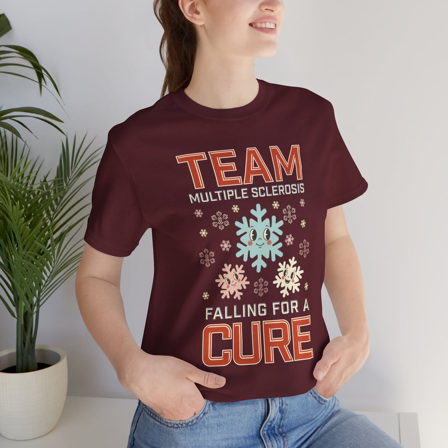 Falling for a Cure Team Tee- Adult Multiple Sclerosis Awareness, Charity Shirt, Unisex, Gift for Supporters, Fundraising Apparel