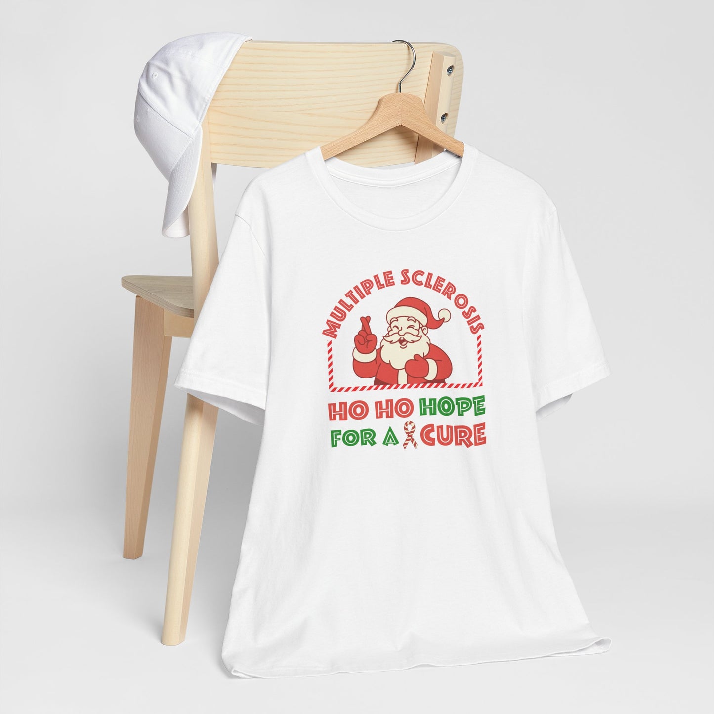 Ho Ho HOPE for a Cure Adult Tee, Multiple Sclerosis Awareness, Charity Shirt, Unisex, Gift for Supporters, Fundraising Apparel