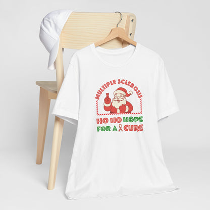 Ho Ho HOPE for a Cure Adult Tee, Multiple Sclerosis Awareness, Charity Shirt, Unisex, Gift for Supporters, Fundraising Apparel