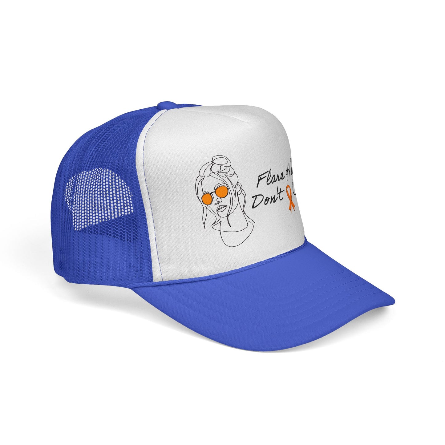 Flare Hair Don't Care Trucker Cap | Funny MS Awareness Hat | Chronic Illness Warrior Cap