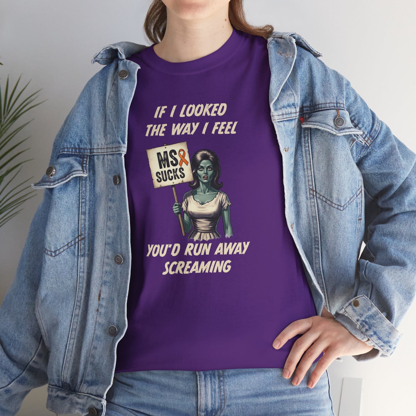 If I Looked the Way I Feel Unisex Heavy Cotton Tee MS Awareness, Funny Gift, MS Support, Casual Wear