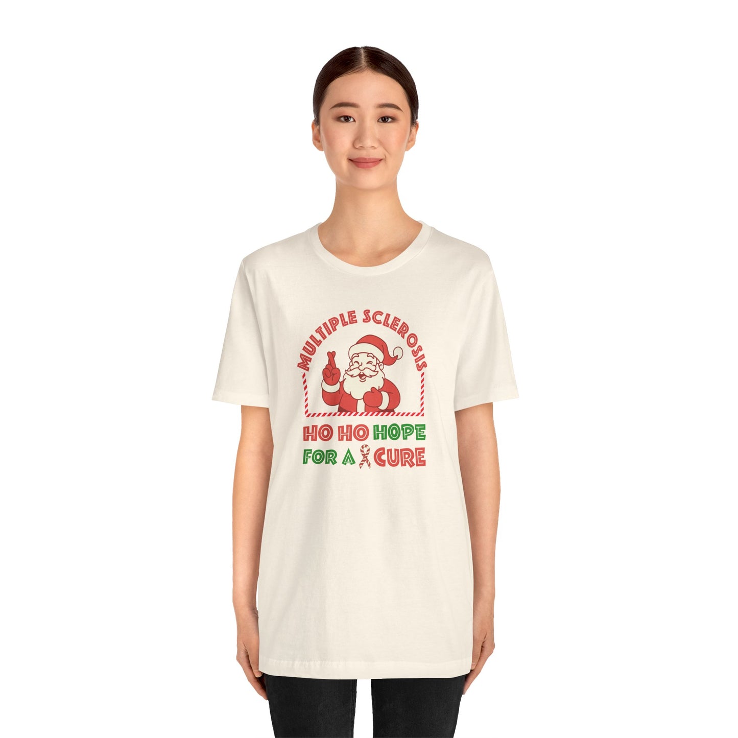 Ho Ho HOPE for a Cure Adult Tee, Multiple Sclerosis Awareness, Charity Shirt, Unisex, Gift for Supporters, Fundraising Apparel