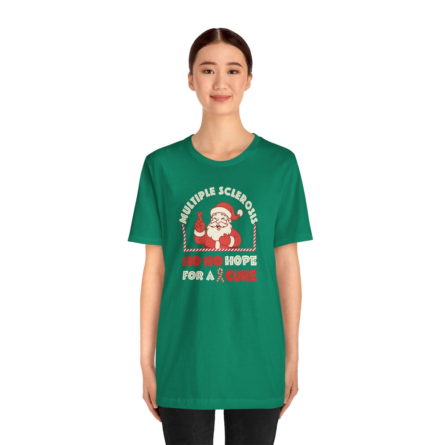 Ho Ho HOPE for a Cure Adult Tee, Multiple Sclerosis Awareness, Charity Shirt, Unisex, Gift for Supporters, Fundraising Apparel
