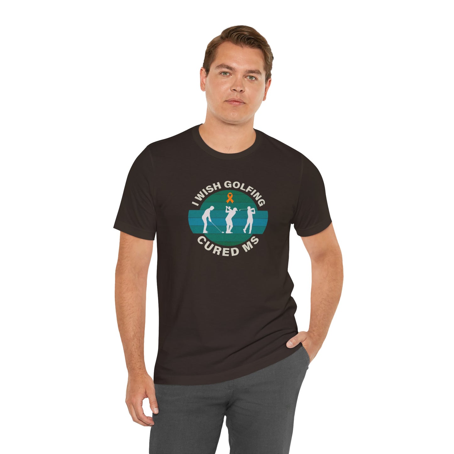 Cute I Wish GOLFING Cured MS - Adult Tee Multiple Sclerosis Awareness, Charity Shirt, Unisex, Gift for Supporters, Fundraising Apparel