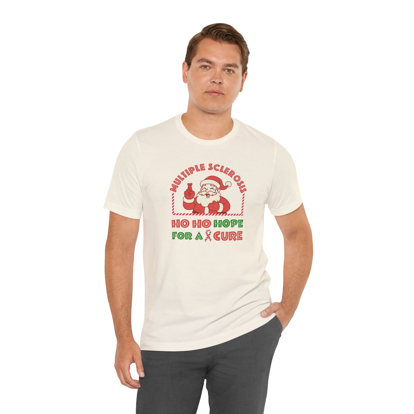 Ho Ho HOPE for a Cure Adult Tee, Multiple Sclerosis Awareness, Charity Shirt, Unisex, Gift for Supporters, Fundraising Apparel