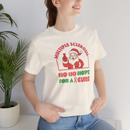 Ho Ho HOPE for a Cure Adult Tee, Multiple Sclerosis Awareness, Charity Shirt, Unisex, Gift for Supporters, Fundraising Apparel