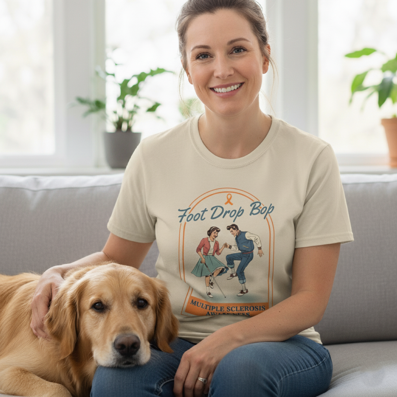 Foot Drop Bop Awareness T-Shirt, Unisex Graphic Tee for Multiple Sclerosis Awareness, Comfortable Casual Wear, Gift for MS Advocates