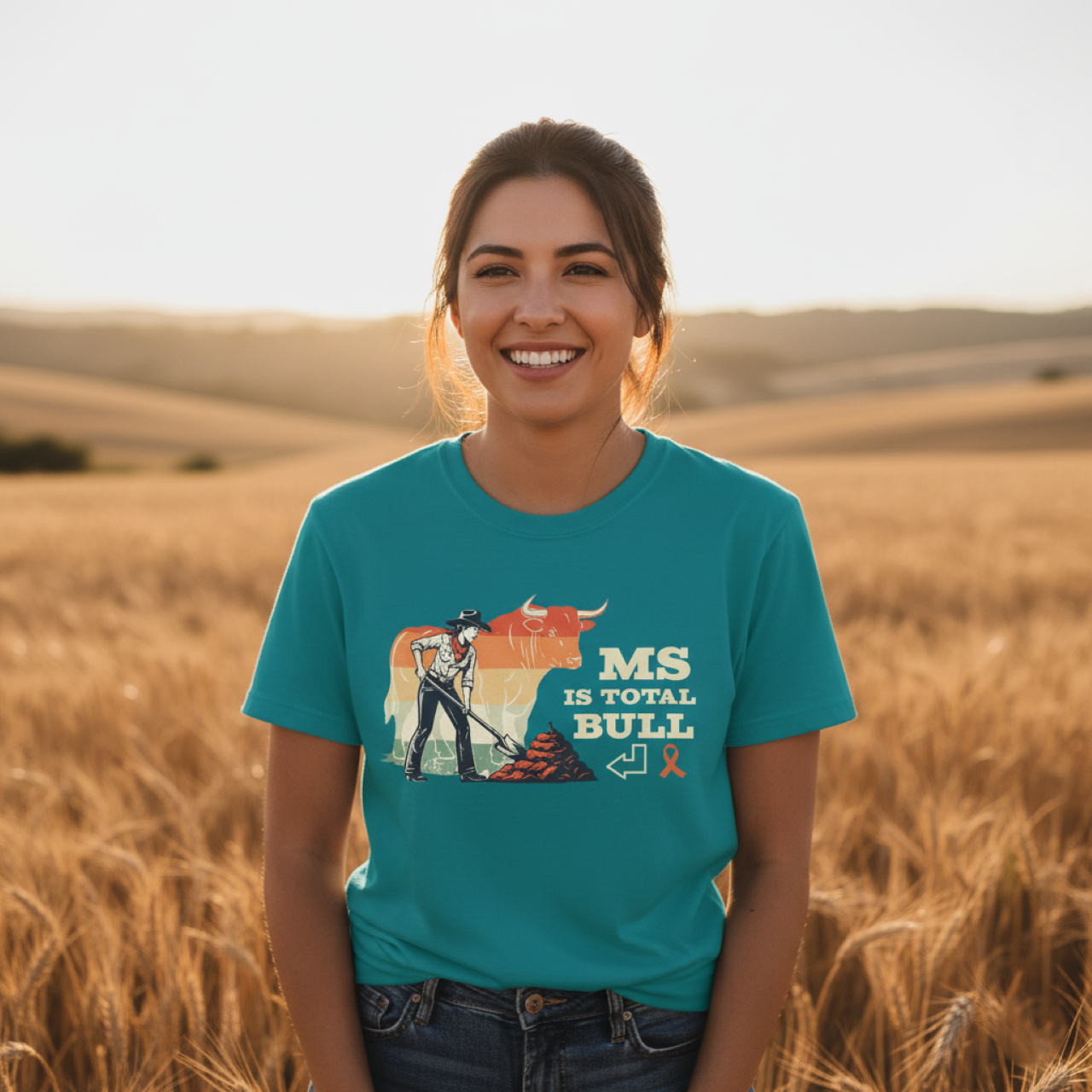 MS is Total Bull Cowgirl Unisex Garment-Dyed T-shirt Snarky Awareness