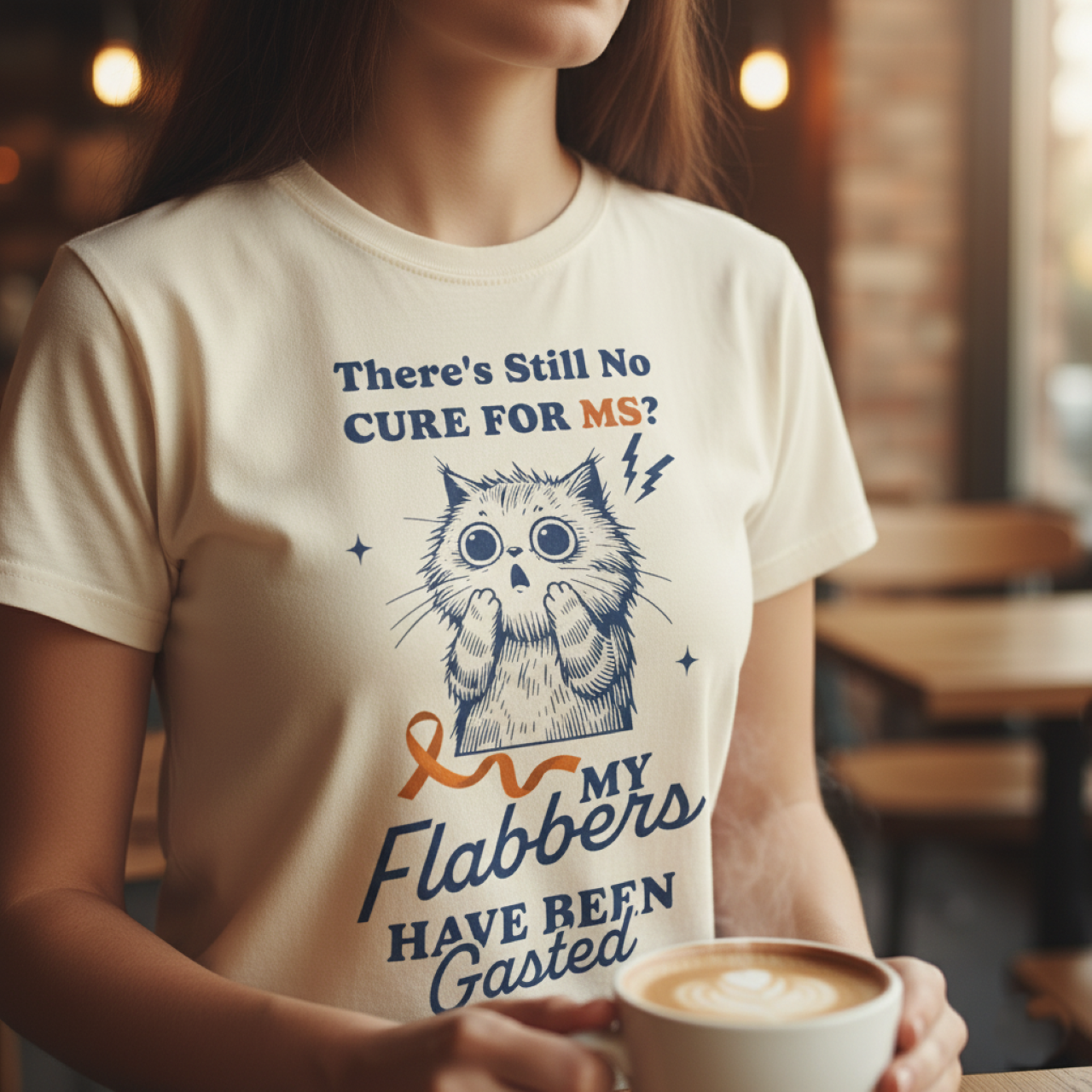 Cute Cat MS Awareness T-Shirt, Unisex Garment-Dyed Tee, "My Flabbers Have Been Gasted" MS Awareness T-Shirt  Funny Cat Shirt, Animal Lover Gift, Humor for MS Awareness
