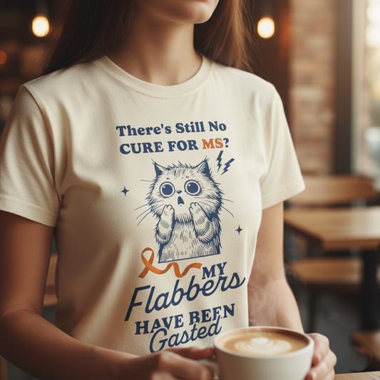 Cute Cat MS Awareness T-Shirt, Unisex Garment-Dyed Tee, "My Flabbers Have Been Gasted" MS Awareness T-Shirt  Funny Cat Shirt, Animal Lover Gift, Humor for MS Awareness