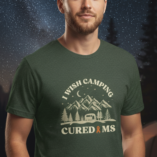 Cute I Wish CAMPING Cured MS Adult- Tee Multiple Sclerosis Awareness, Charity Shirt, Unisex, Gift for Supporters, Fundraising Apparel