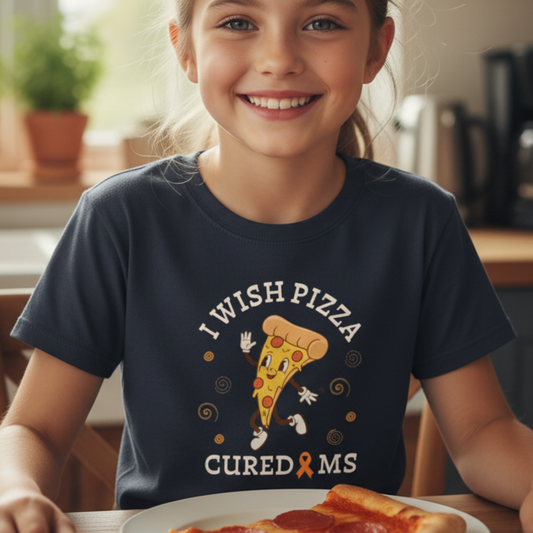Youth I Wish Pizza CURED MS Short Sleeve Tee for Multiple Sclerosis Awareness