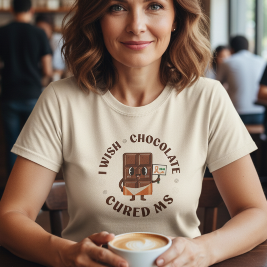 I Wish Chocolate Cured MS Adult Tee Multiple Sclerosis Awareness, Charity Shirt, Unisex, Gift for Supporters, Fundraising Apparel