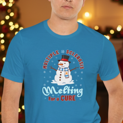Snowman Melting for a Cure Team Adult Unisex Tee, Multiple Sclerosis Awareness, Charity Shirt, Unisex, Gift for Supporters, Fundraising Apparel