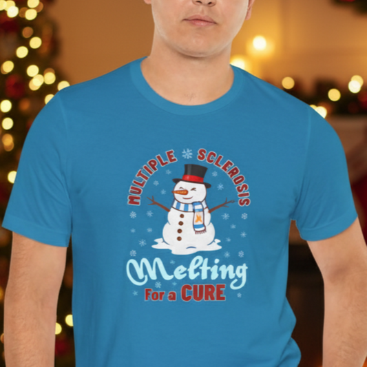 Snowman Melting for a Cure Team Adult Unisex Tee, Multiple Sclerosis Awareness, Charity Shirt, Unisex, Gift for Supporters, Fundraising Apparel