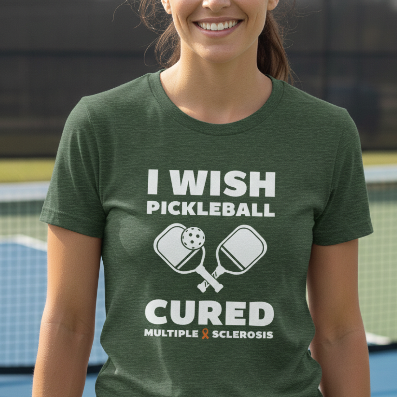 Cute I Wish PICKLEBALL Cured MS - Adult Tee Multiple Sclerosis Awareness, Charity Shirt, Unisex, Gift for Supporters, Fundraising Apparel