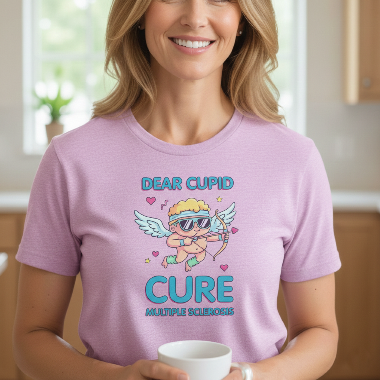 MS Awareness Shirt, Dear Cupid Cure Multiple Sclerosis, Valentine’s Day MS Gift, Retro Cupid Graphic Tee for MS Warriors