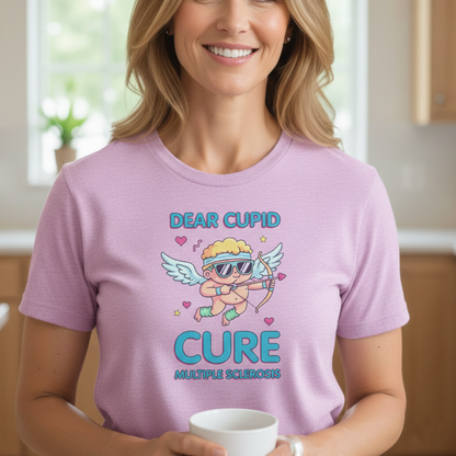 MS Awareness Shirt, Dear Cupid Cure Multiple Sclerosis, Valentine’s Day MS Gift, Retro Cupid Graphic Tee for MS Warriors
