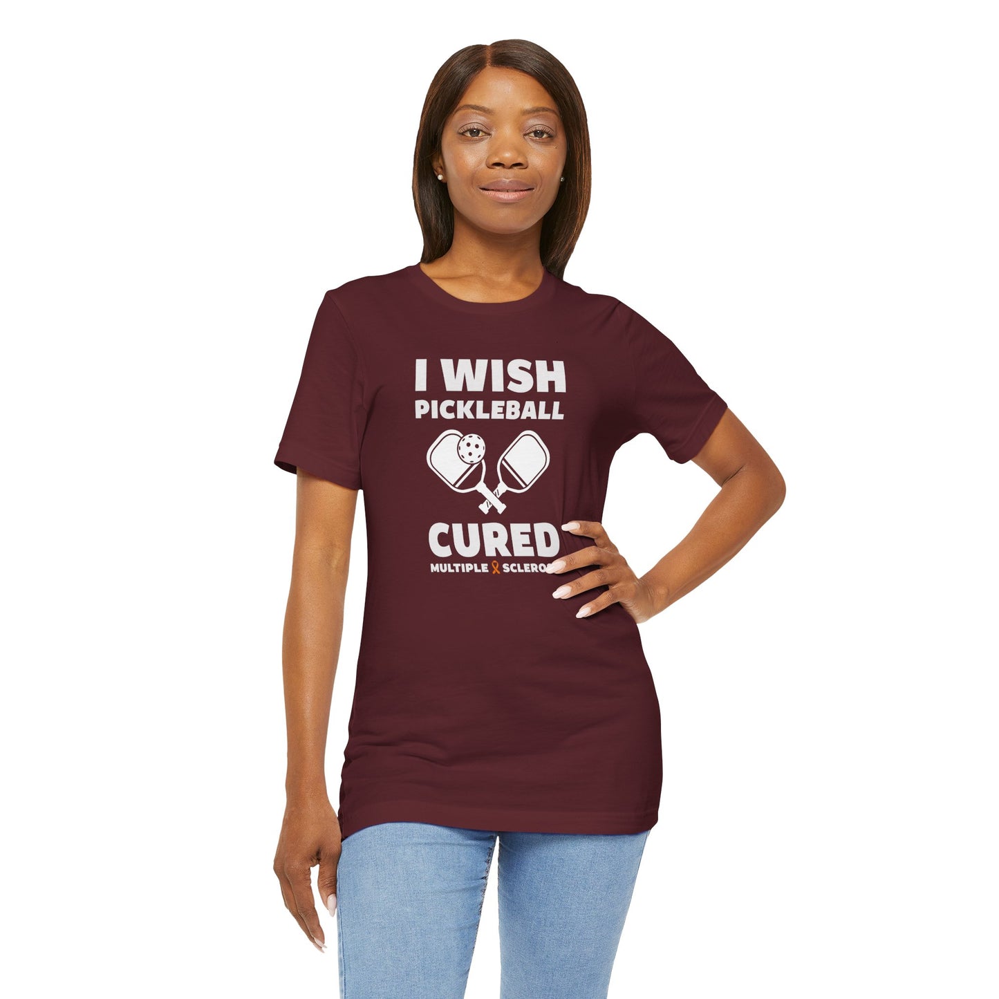 Cute I Wish PICKLEBALL Cured MS - Adult Tee Multiple Sclerosis Awareness, Charity Shirt, Unisex, Gift for Supporters, Fundraising Apparel