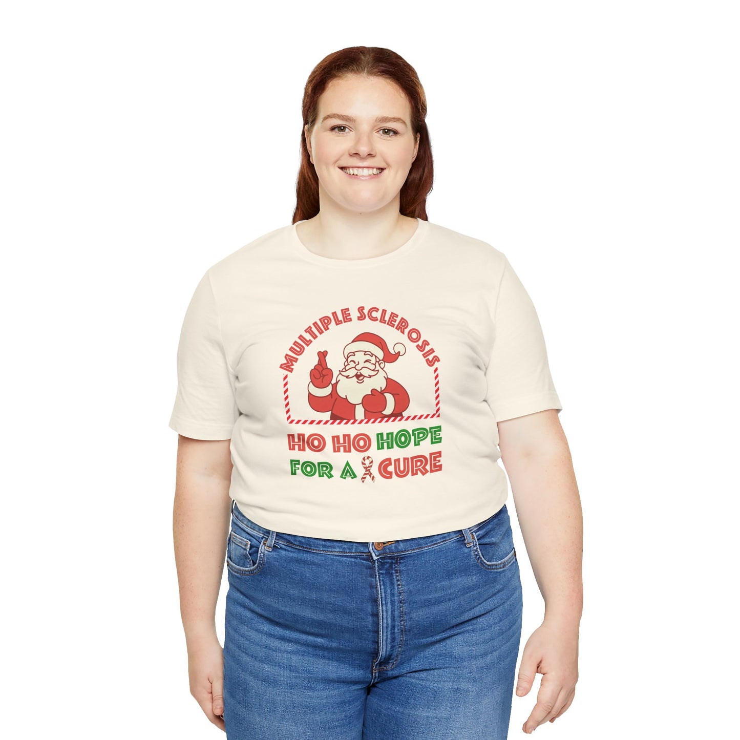 Ho Ho HOPE for a Cure Adult Tee, Multiple Sclerosis Awareness, Charity Shirt, Unisex, Gift for Supporters, Fundraising Apparel