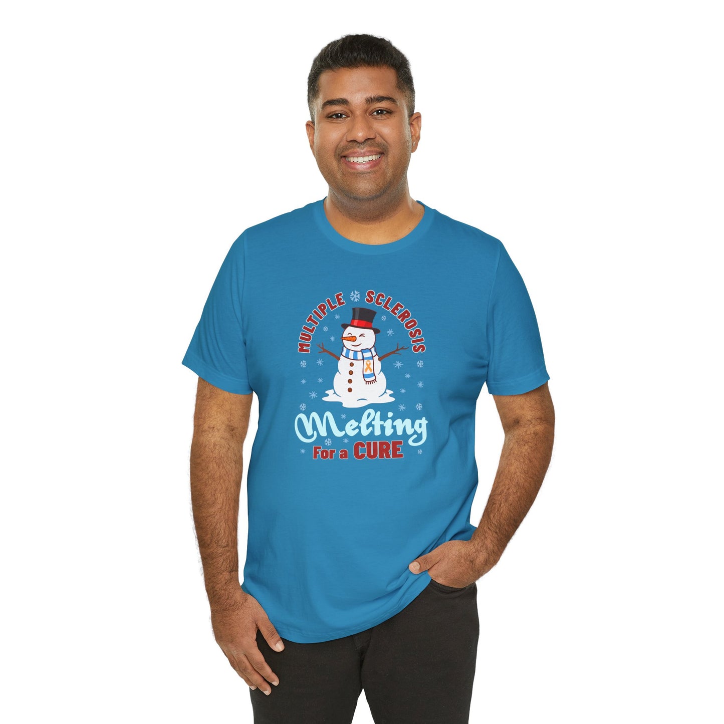 Snowman Melting for a Cure Team Adult Unisex Tee, Multiple Sclerosis Awareness, Charity Shirt, Unisex, Gift for Supporters, Fundraising Apparel