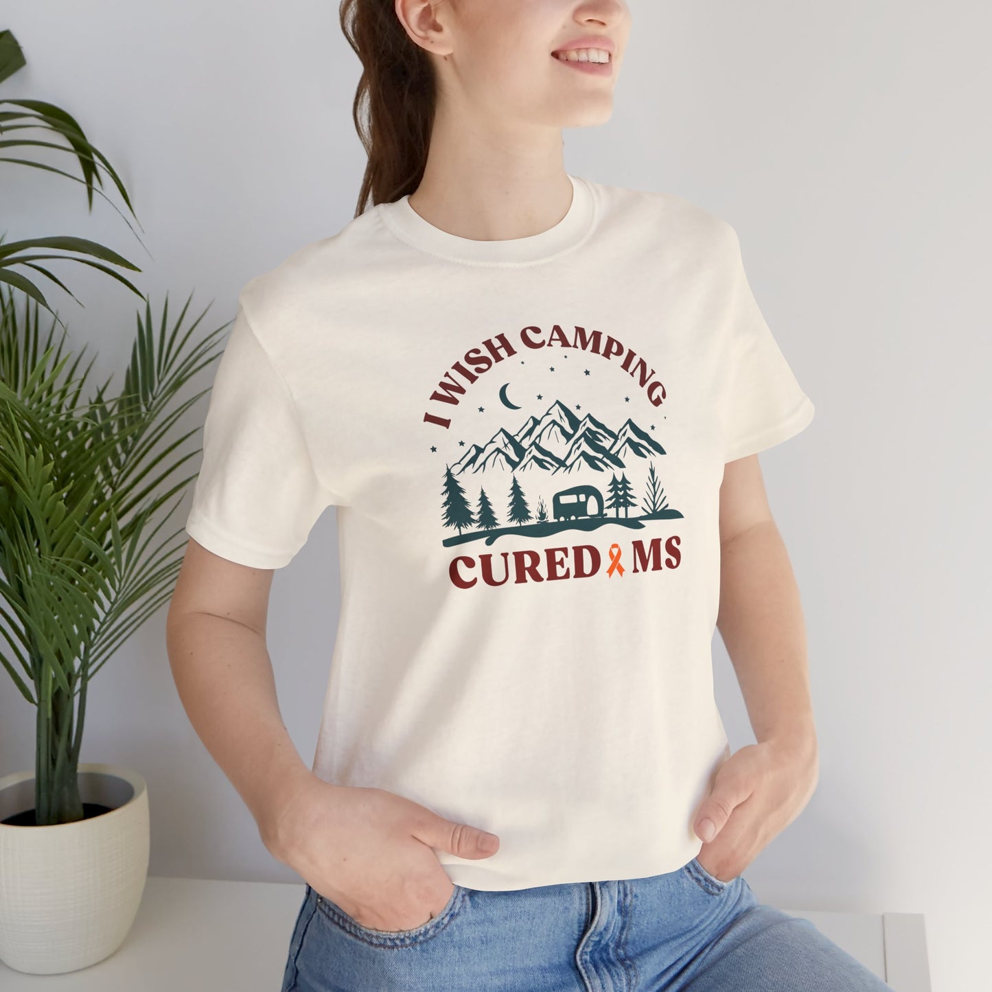Cute I Wish CAMPING Cured MS Adult- Tee Multiple Sclerosis Awareness, Charity Shirt, Unisex, Gift for Supporters, Fundraising Apparel