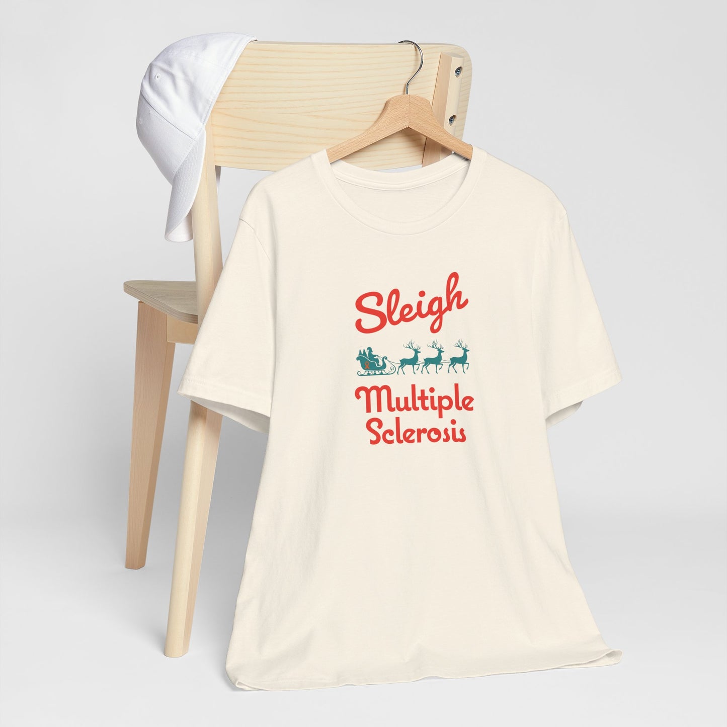 Cute Festive Sleigh MS Adult Tee Multiple Sclerosis Awareness, Charity Shirt, Unisex, Gift for Supporters, Fundraising Apparel