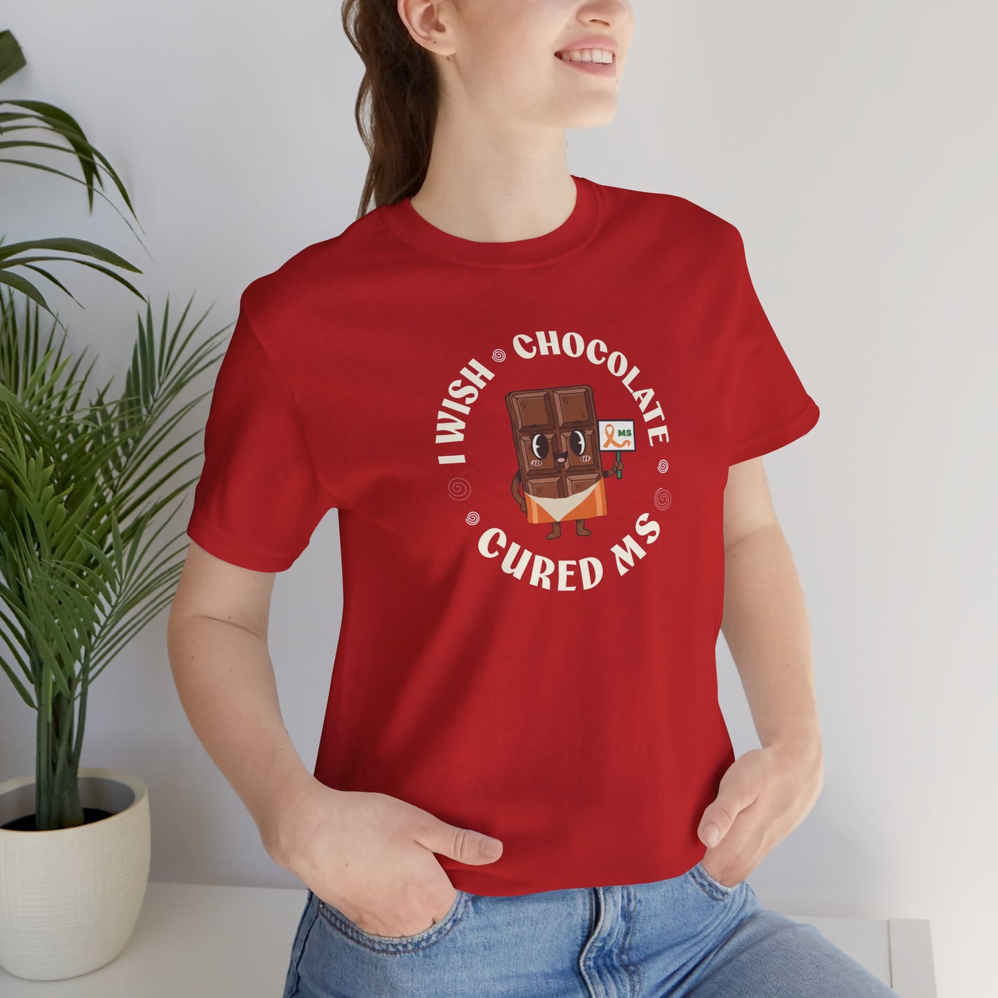 I Wish Chocolate Cured MS Adult Tee Multiple Sclerosis Awareness, Charity Shirt, Unisex, Gift for Supporters, Fundraising Apparel