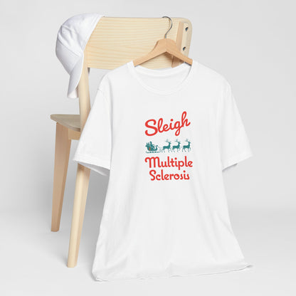Cute Festive Sleigh MS Adult Tee Multiple Sclerosis Awareness, Charity Shirt, Unisex, Gift for Supporters, Fundraising Apparel