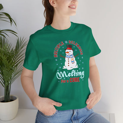 Snowman Melting for a Cure Team Adult Unisex Tee, Multiple Sclerosis Awareness, Charity Shirt, Unisex, Gift for Supporters, Fundraising Apparel