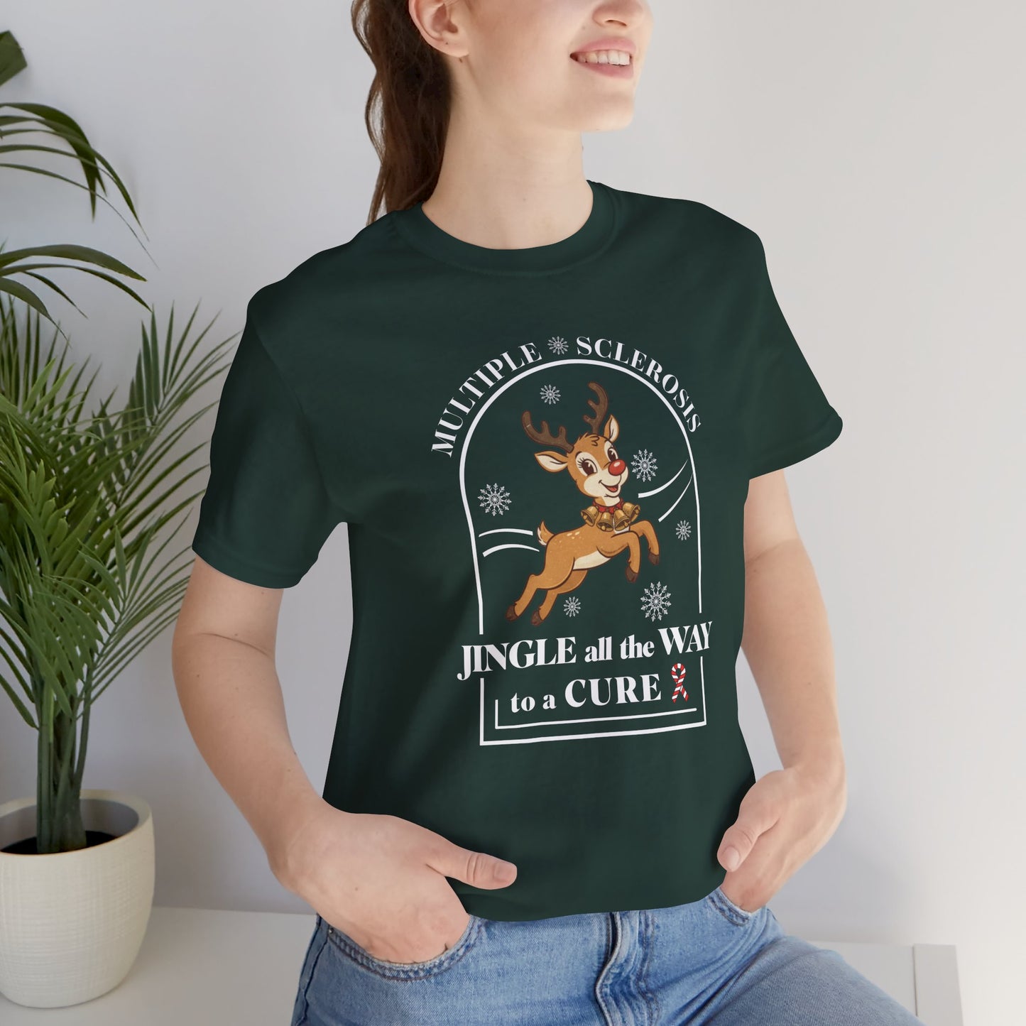 Jingle All The Way To A Cure For MS T-Shirt | Multiple Sclerosis Christmas Tee