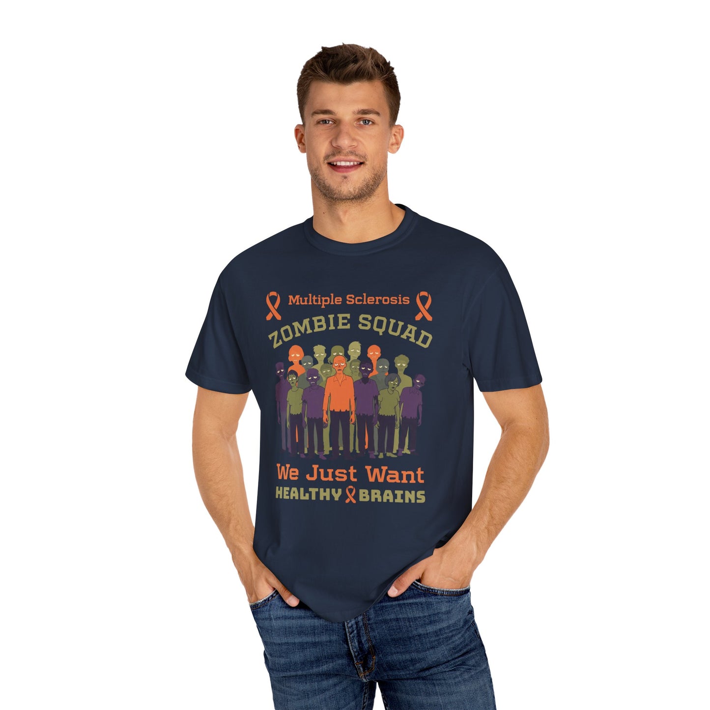 Funny MS Awareness Zombie T-shirt- Give Us Your Healthy Brains