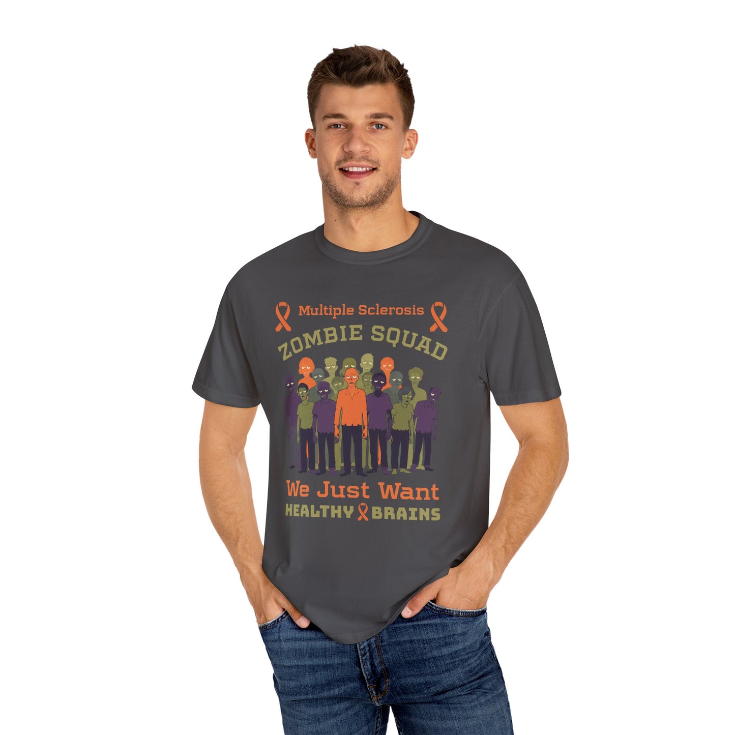 Funny MS Awareness Zombie T-shirt- Give Us Your Healthy Brains