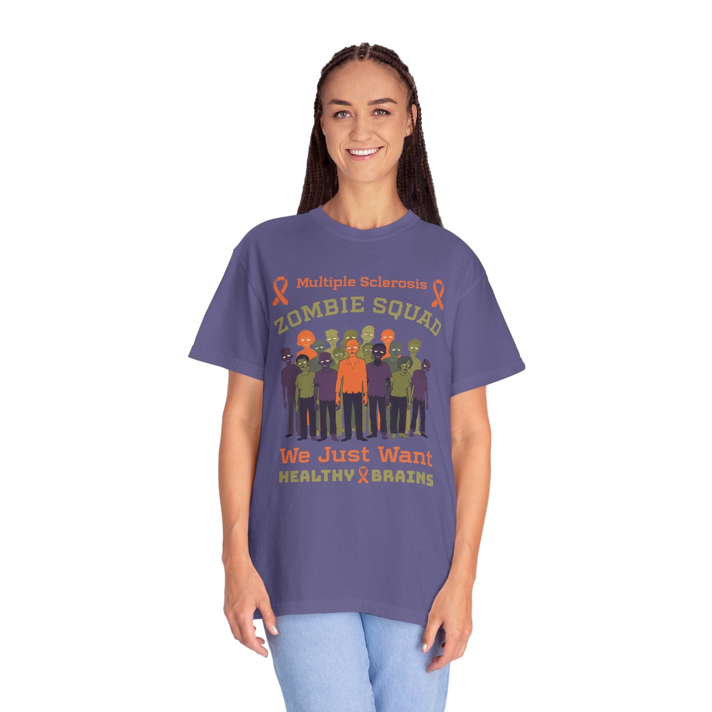 Funny MS Awareness Zombie T-shirt- Give Us Your Healthy Brains