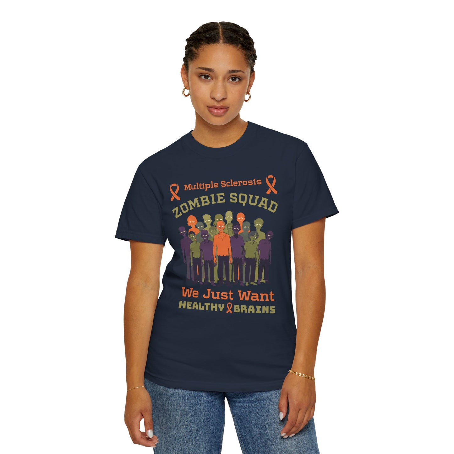 Funny MS Awareness Zombie T-shirt- Give Us Your Healthy Brains